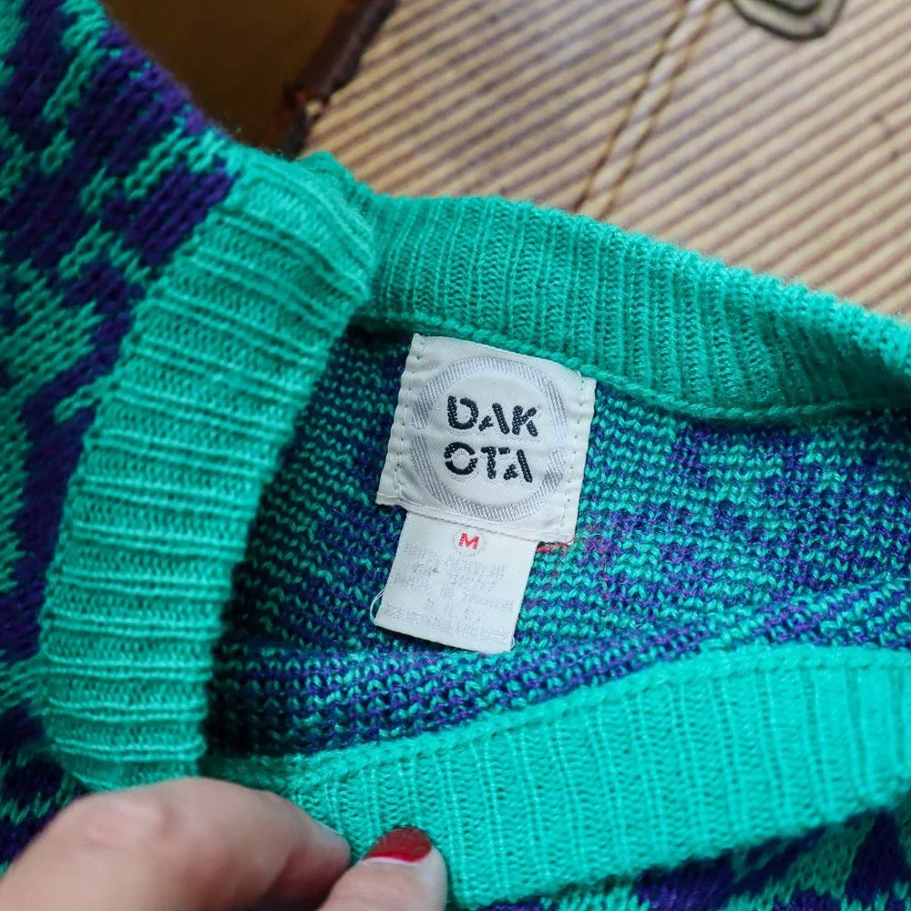 Purple and Green Acrylic Sweater Dress by DAKOTA - Picture 10 of 10